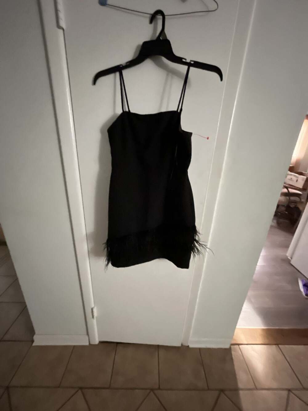 Sam Edelman Black Feather Hem Mini Dress